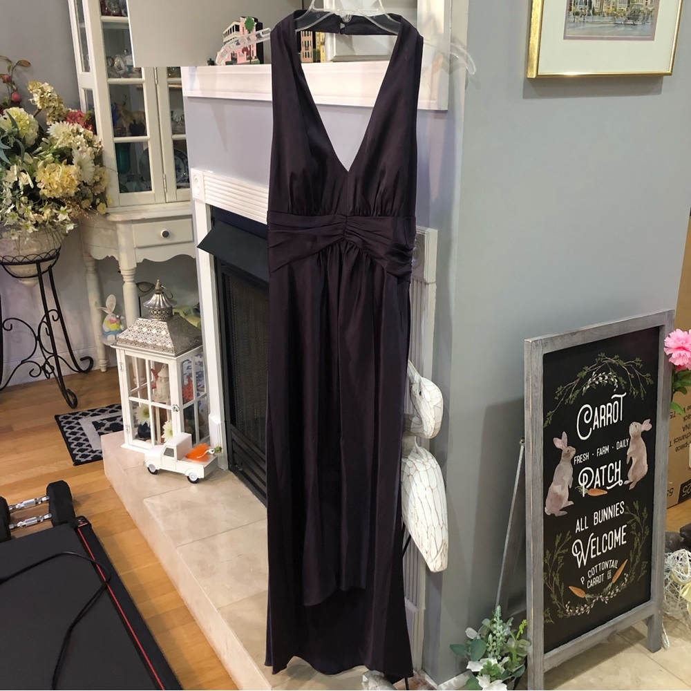 London Times Formal Halter Top Dark Eggplant Purple Dress